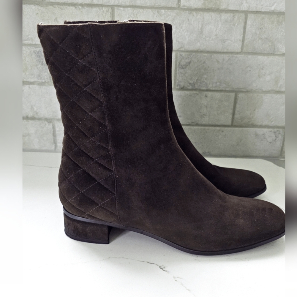 Aquatalia Dark Brown Quilted Ankle Boots